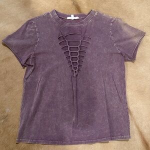 Gilded Intent Distressed Purple Short Sleeve Tee